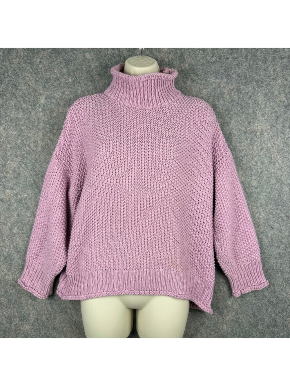 Pink Rollneck Chunky Knit Sweater Size Est. Med Balletcore Cottagecore 186